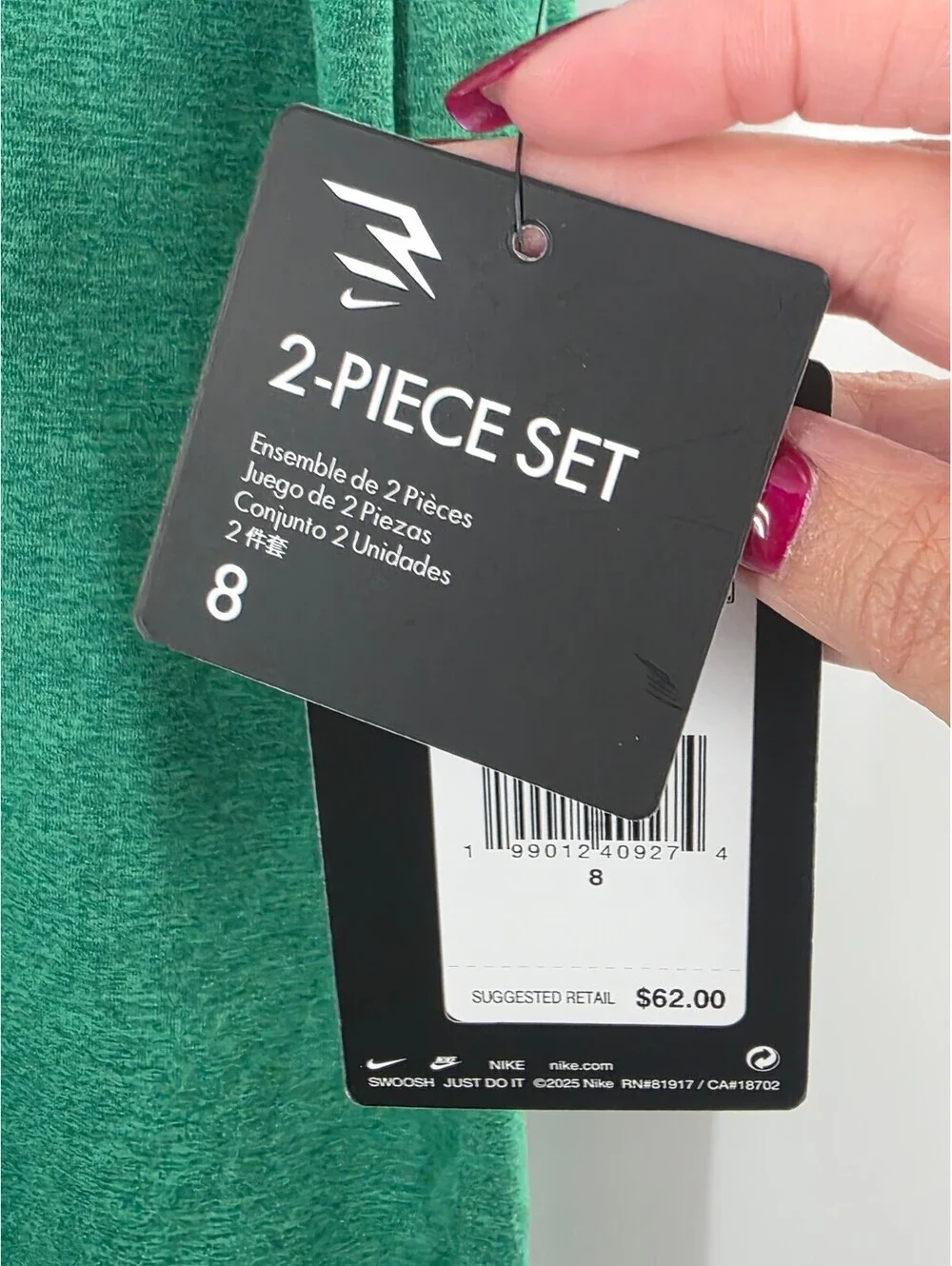 Nike Boys 2-Piece Set Malachite Heather Size 8